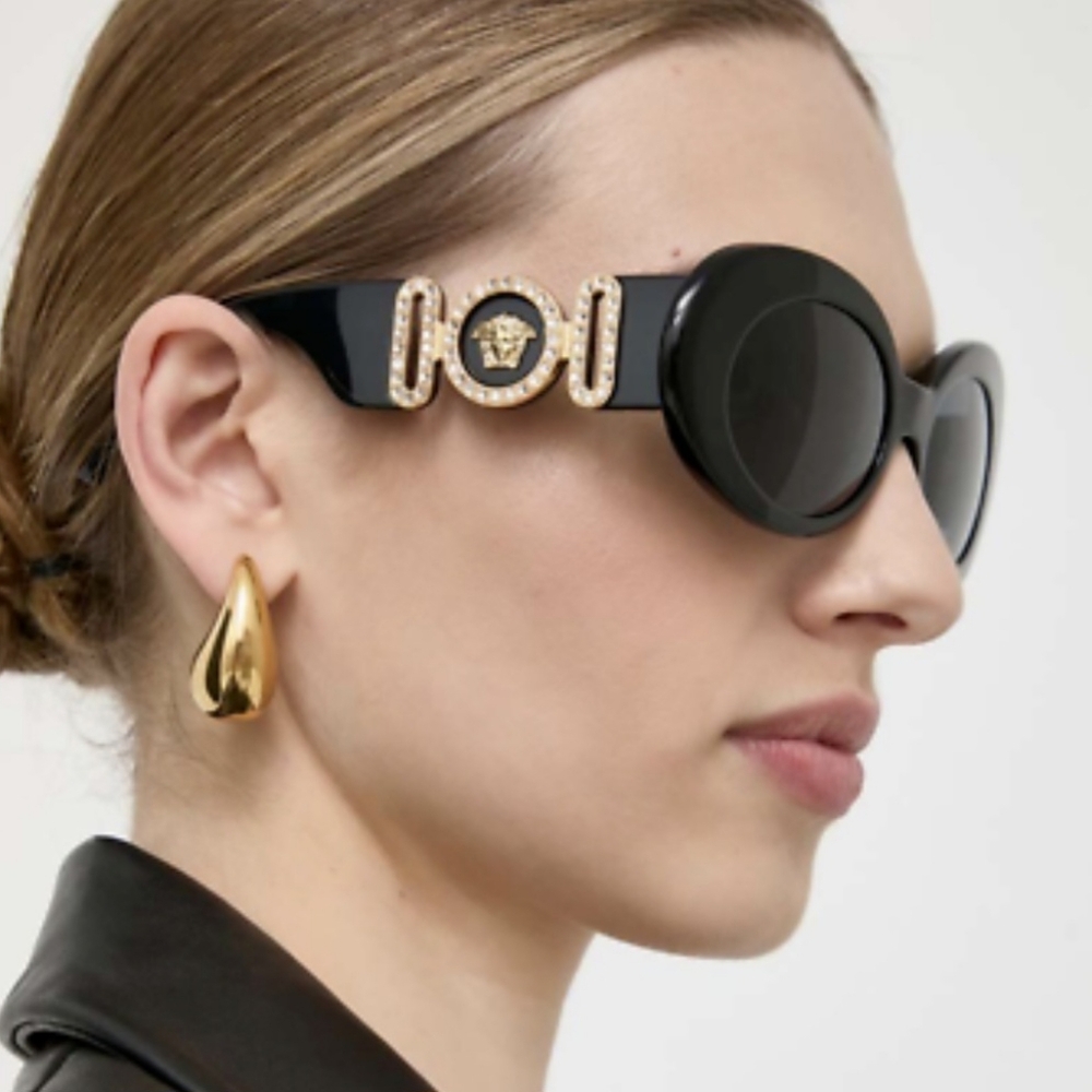 AUTHENTIC VERSACE MEDUSA CRYSTALS VE4426BU 54MM BLACK SUNGLASSES